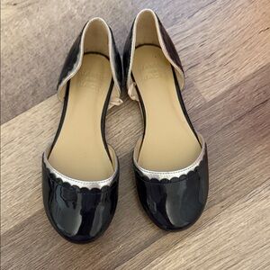 Janie and Jack navy Patent Flats with Silver Trim
